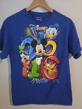Disney 2016 Florida Mickey Mouse Graphic T-Shirt Blue Size M Unisex Theme Park